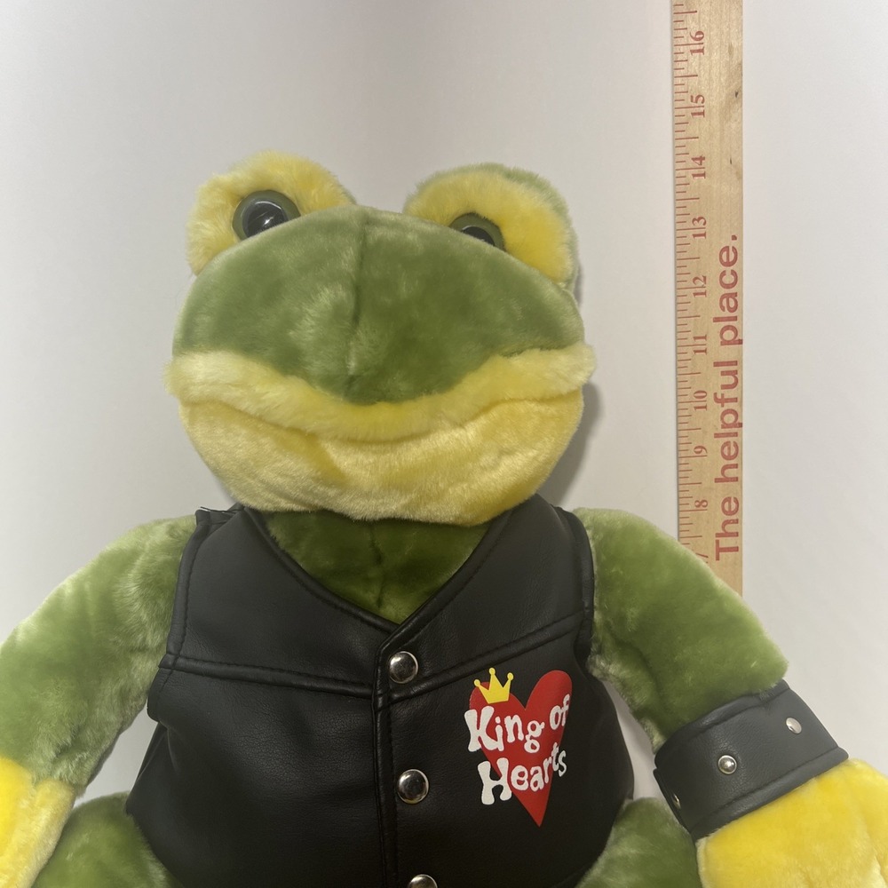 DanDee Collector's Choice 19" Plush King of Hearts Frog w/ Biker Vest Stuffed - Picture 5 of 8